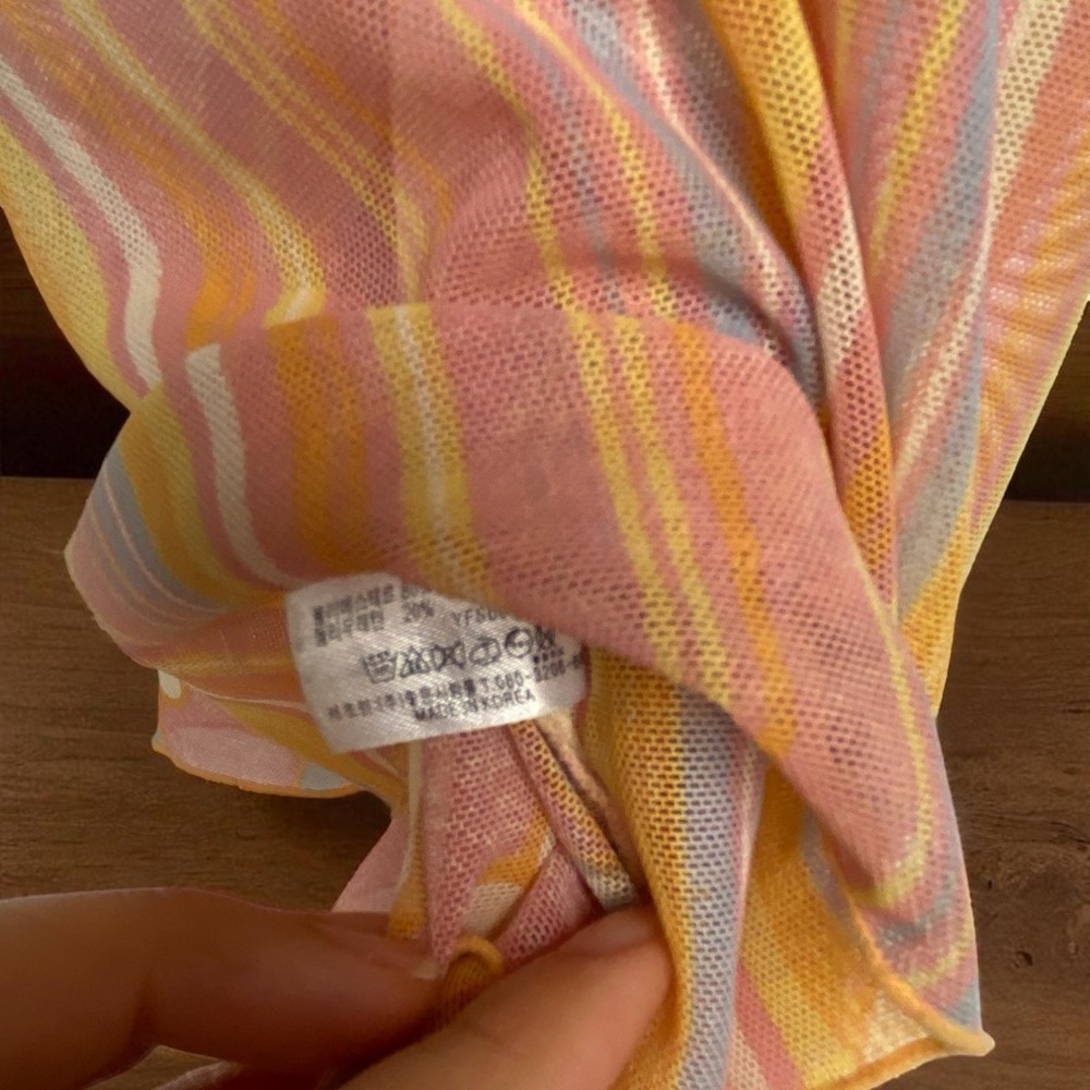 Sheer cute Pink and Yellow Floral striped dress - Picture 8 of 8